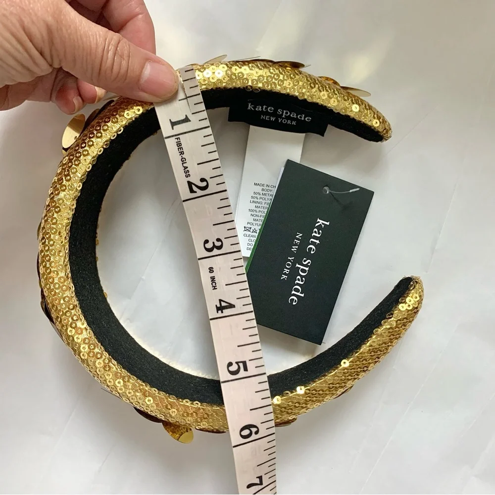 NEW Kate Spade Gold Lamé Sequin Embellished Headband O/S NWT